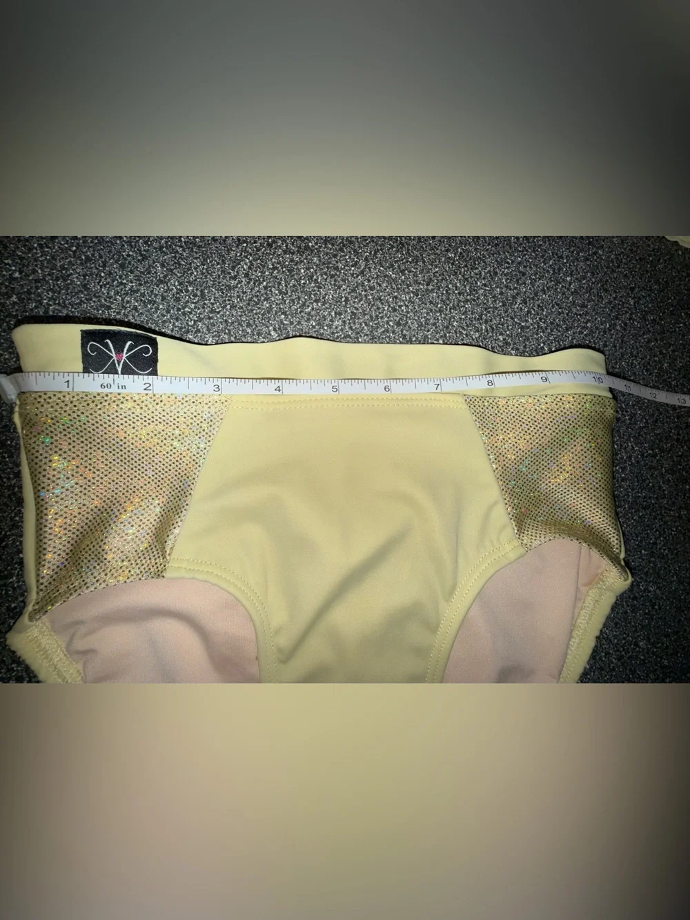 Kandi Kouture Yellow Two-Piece Dance Set with Sleeves Size Child Large (7/8)